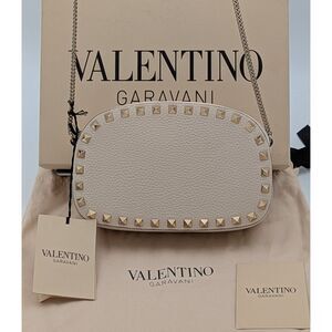 Valentino Mini Rockstud Small Crossbody in Ivory Grainy Calfskin - NWT